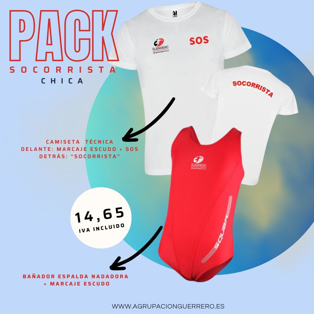 Pack camiseta y bañador para socorrista